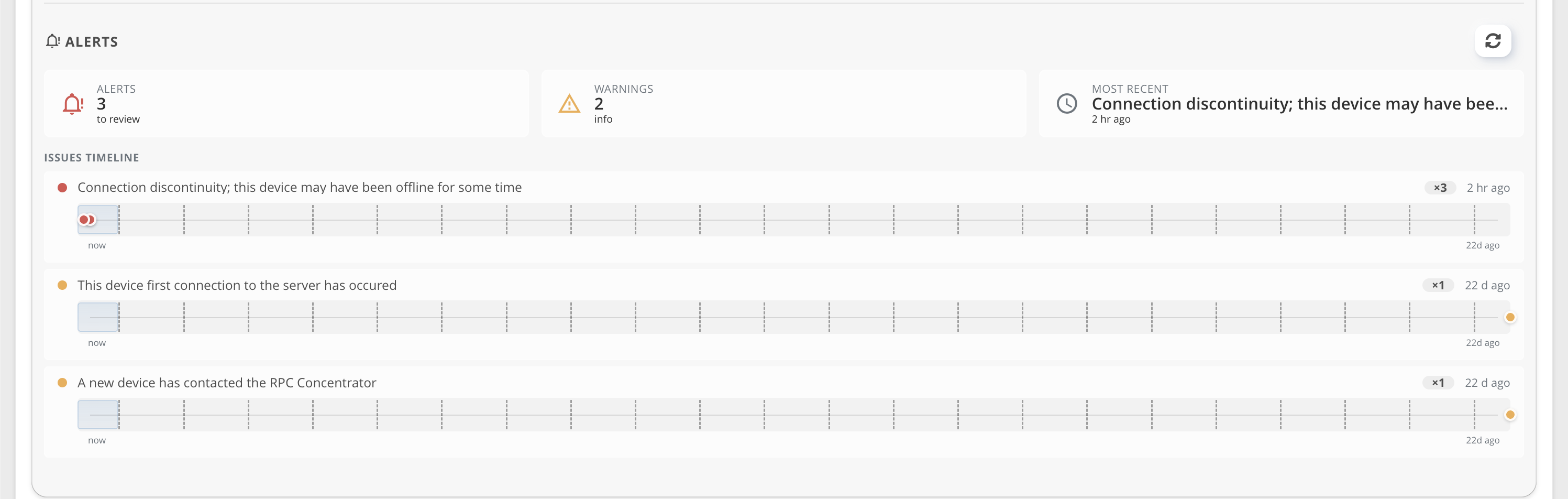 Devices list showing player status