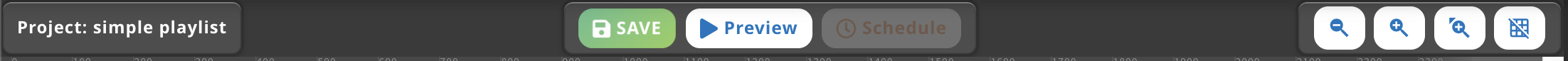 Project editor with a template and layered elements