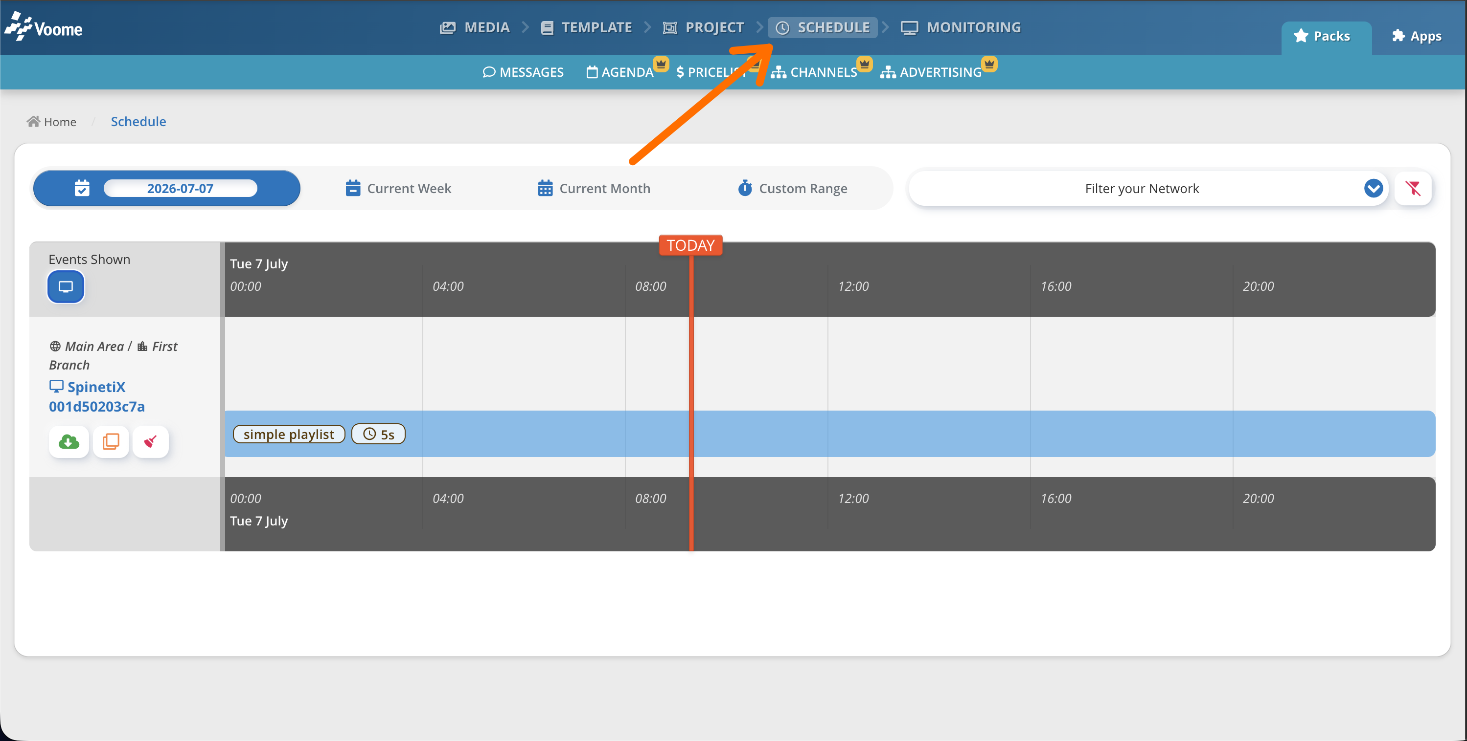 Project editor with a template and layered elements
