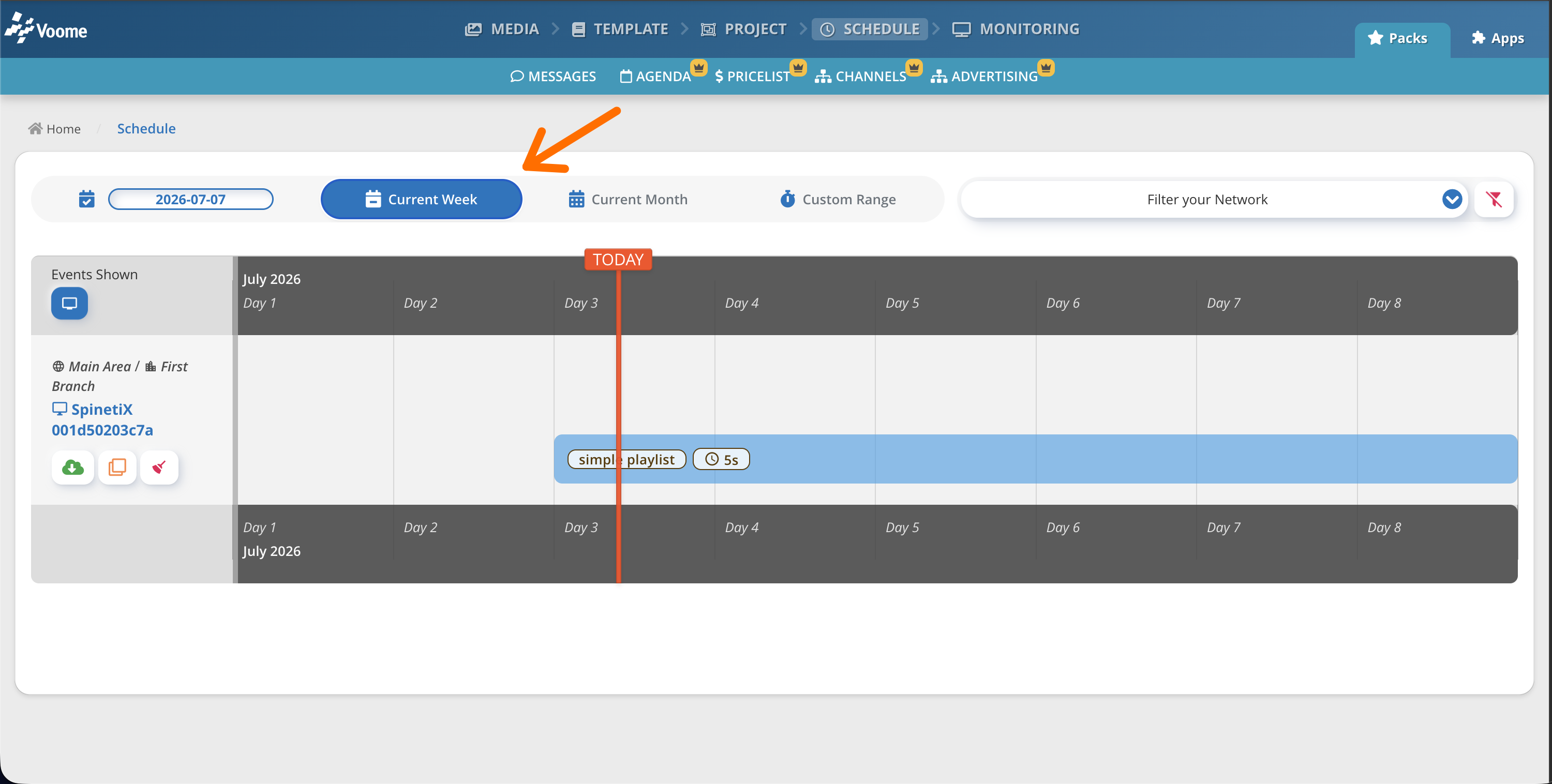 Project editor with a template and layered elements