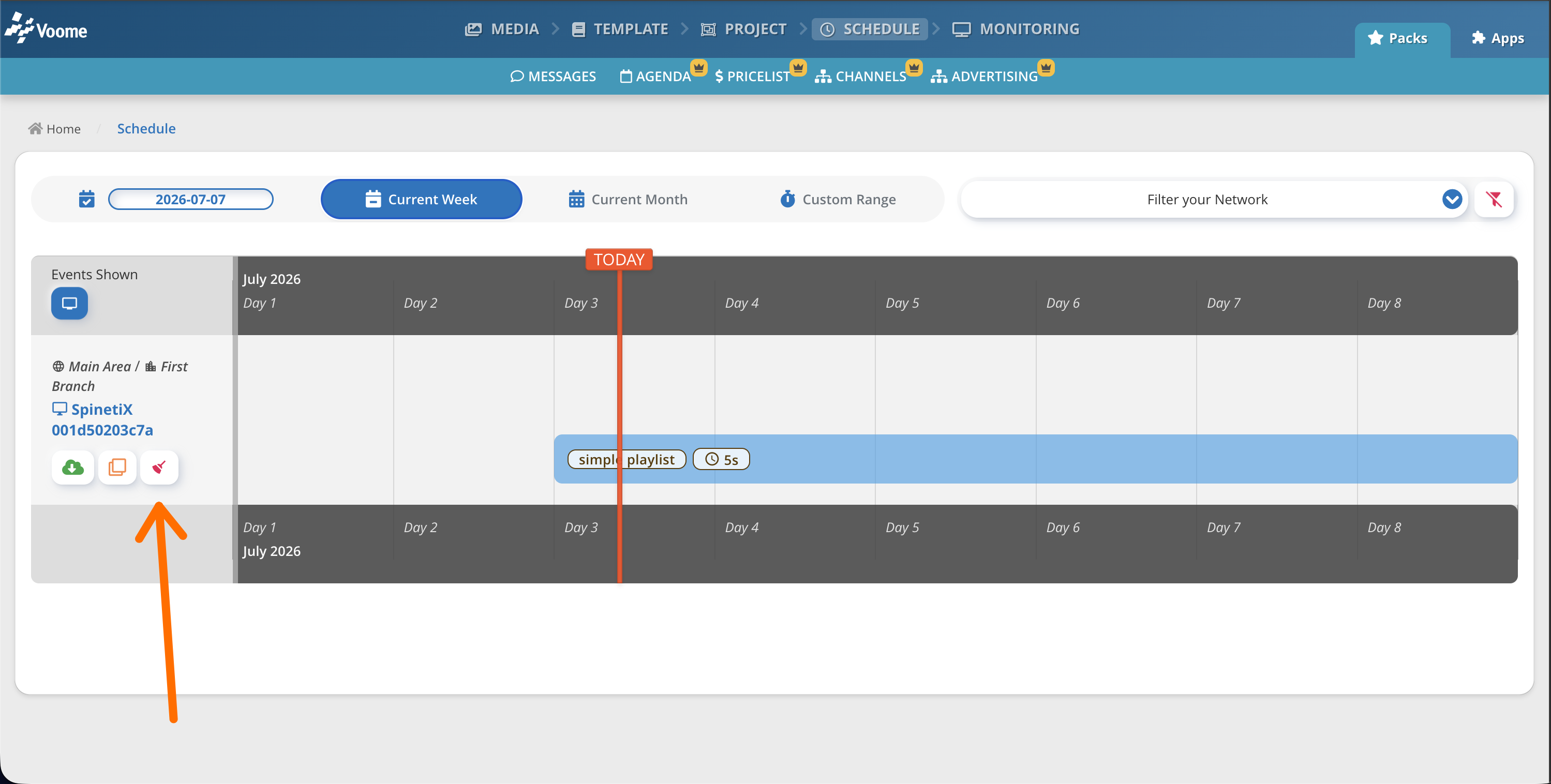 Project editor with a template and layered elements